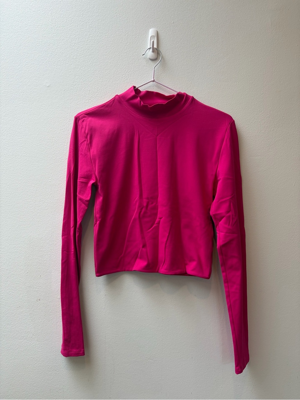 Babaton Aritzia Bright Fuchsia Mock Neck Long Sleeve Top